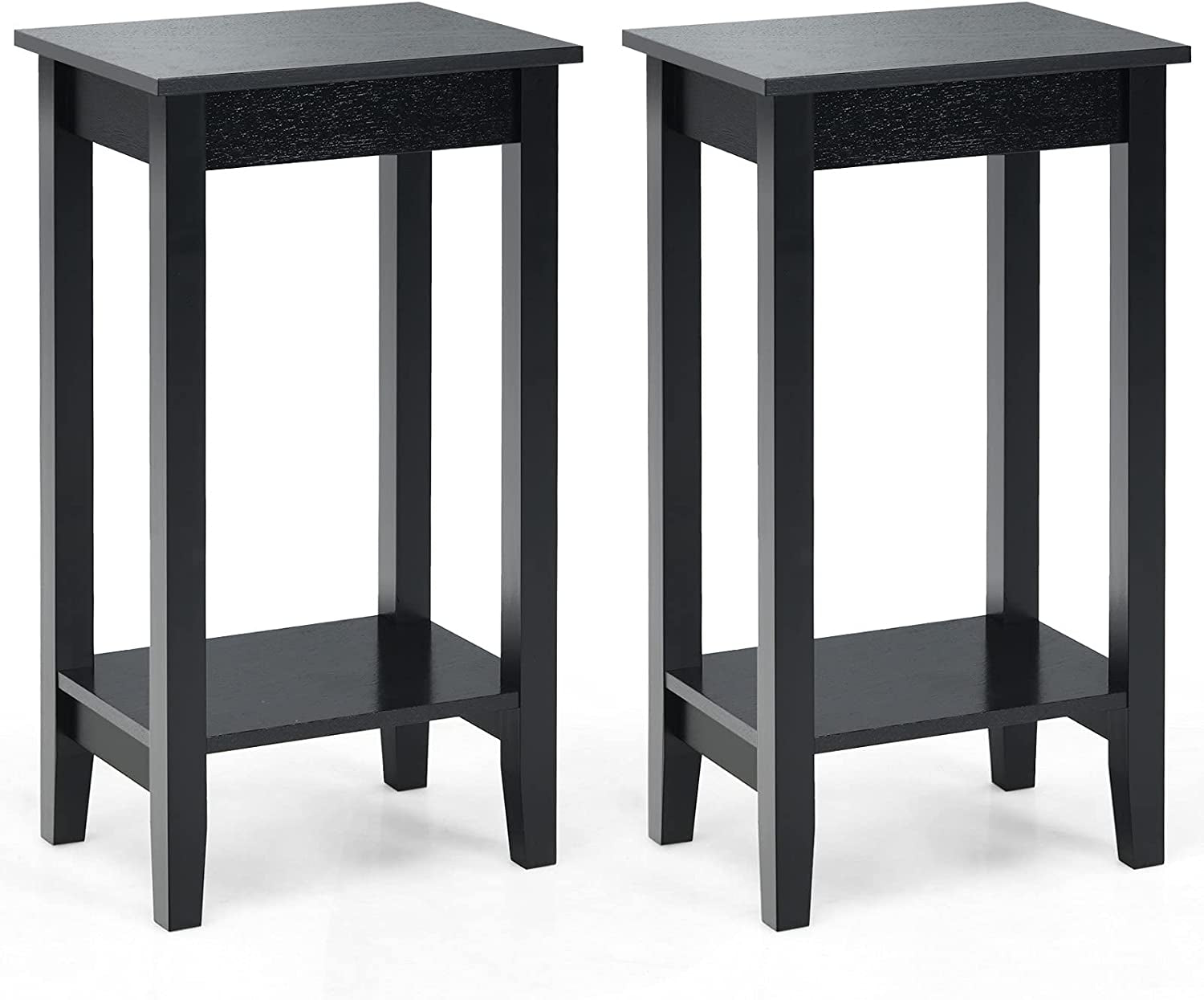 Set of 2 Versatile 2-Tier End Table with Storage Shelf
