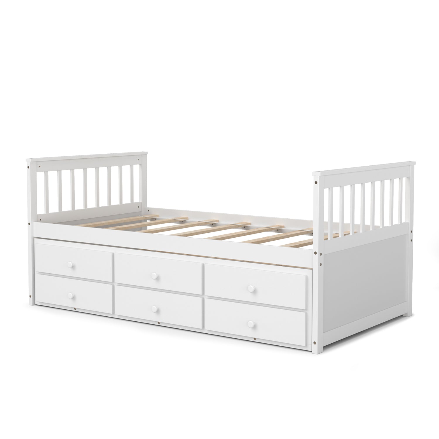 Twin Captainâs Bed with Trundle and 3 Storage Drawers