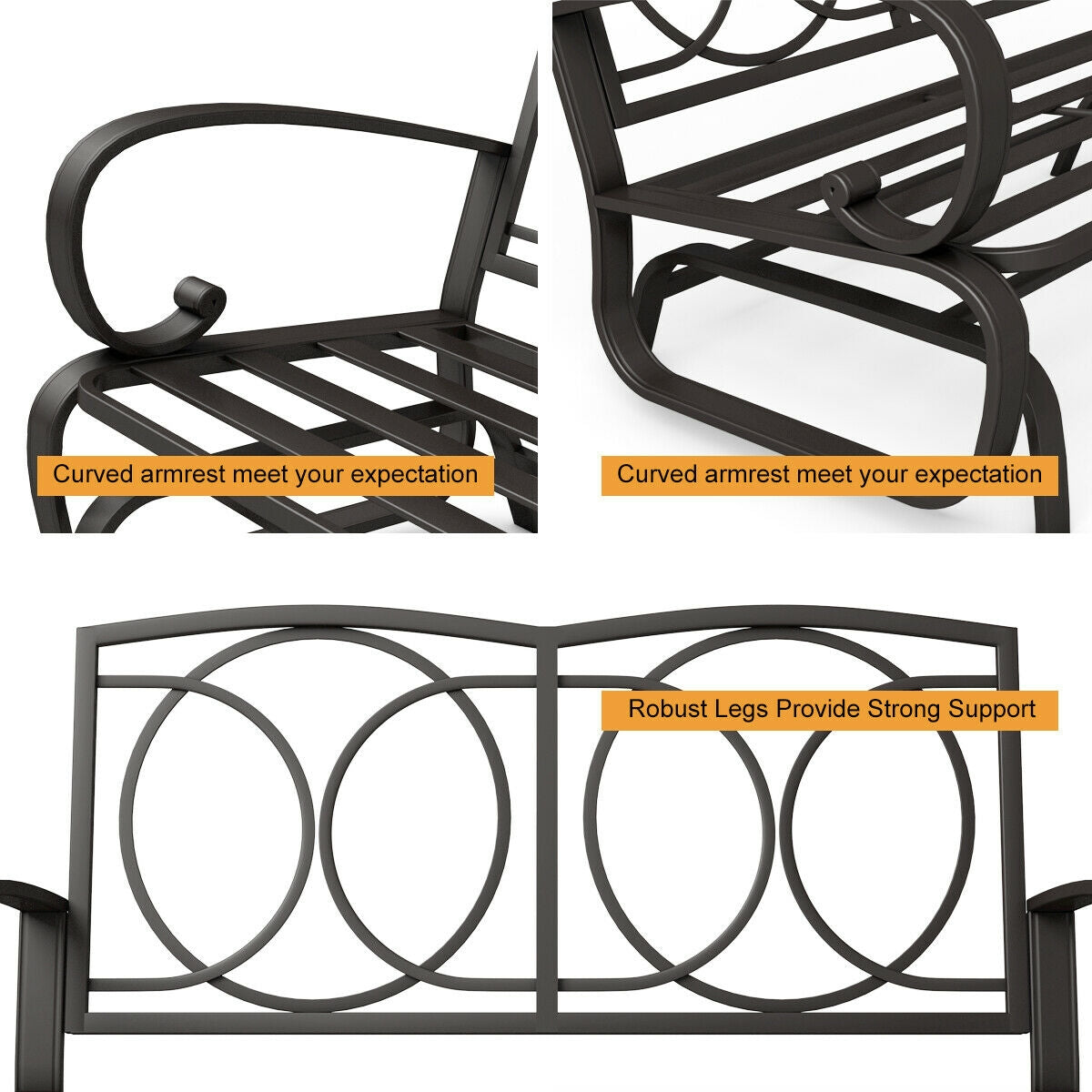 Outdoor Patio Cushioned Rocking Bench Loveseat