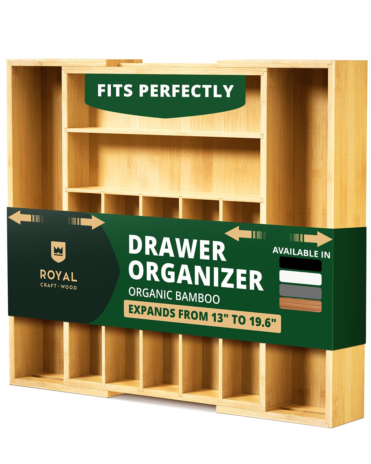 Silverware Drawer Organizer, Natural (9 Slots)