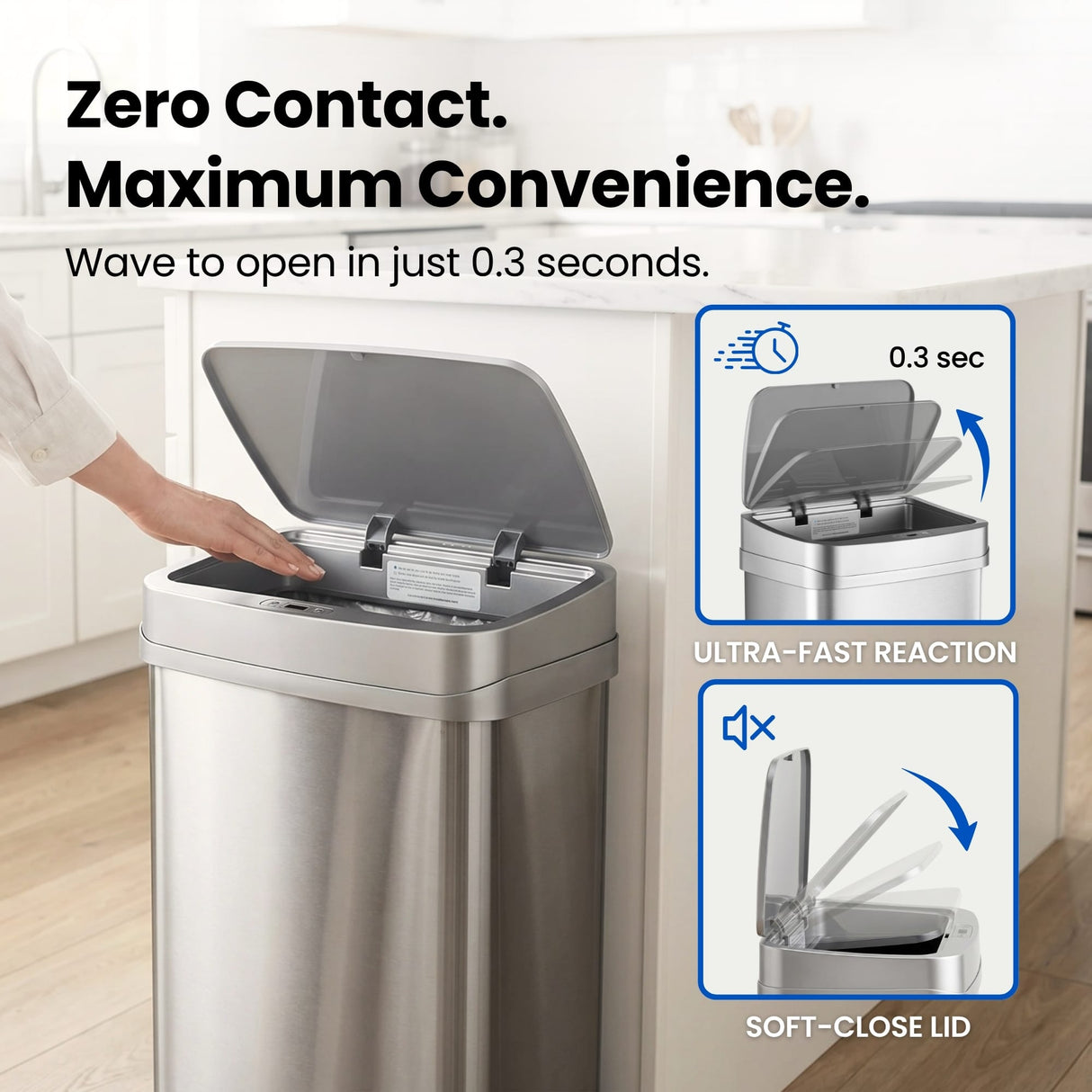 13 Gallon | Nova Series UV Odor Neutralizing Smart Trash Can | ONT-50-81