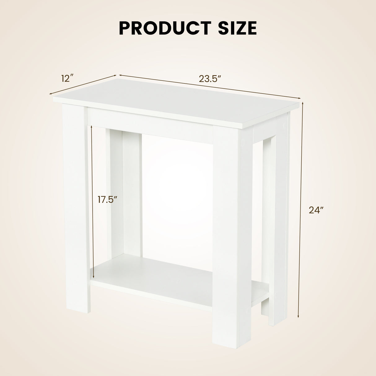 2-Tier Modern Compact End Table with Storage Shelf