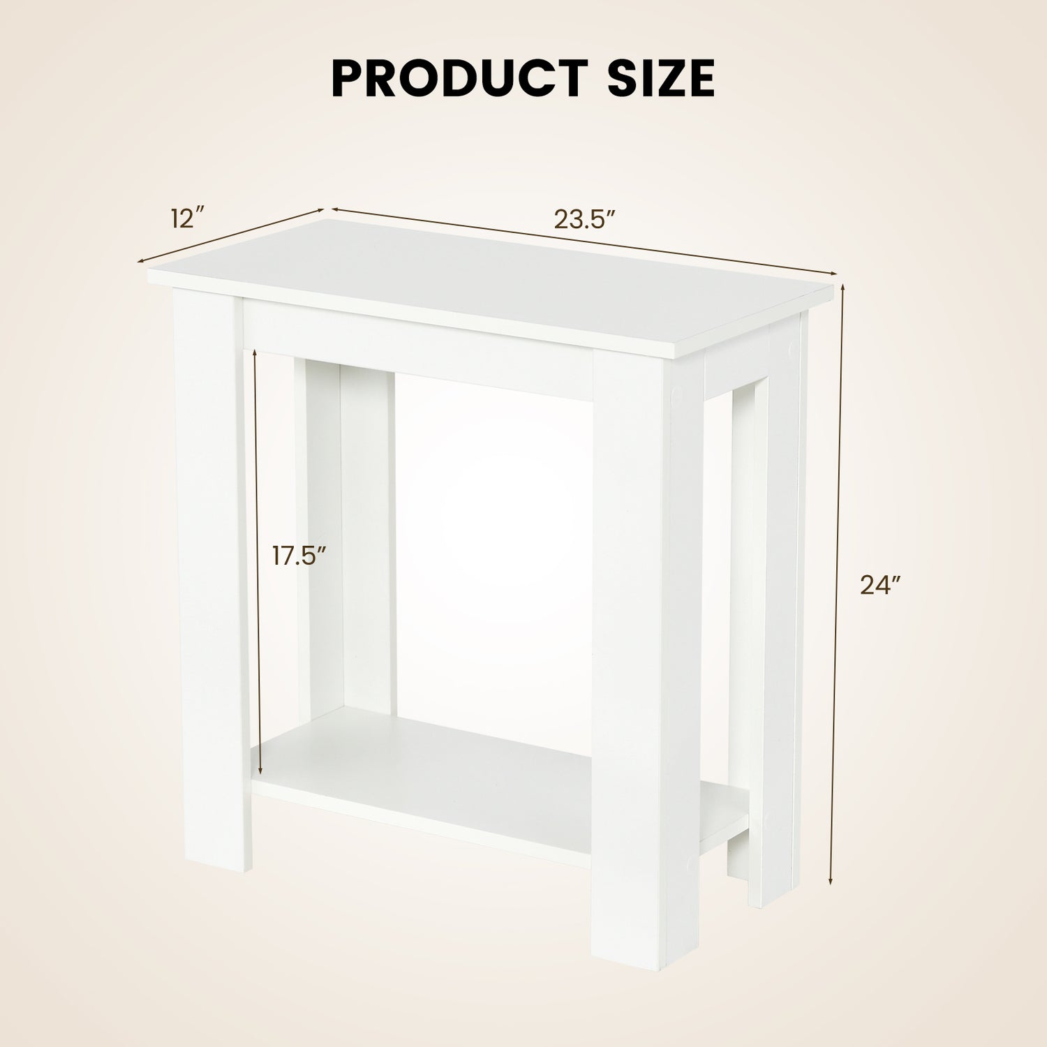 2-Tier Modern Compact End Table with Storage Shelf