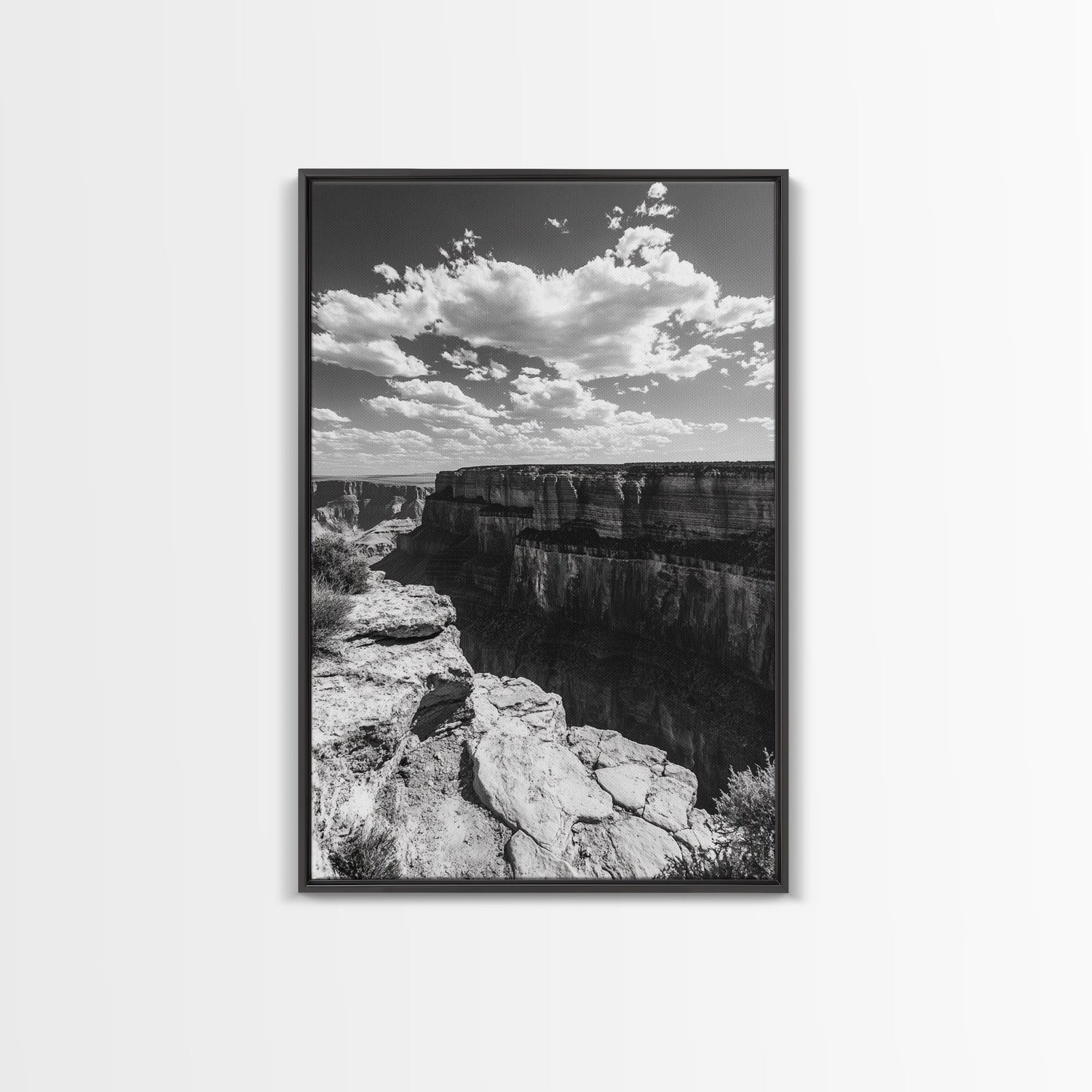 Grand Canyon, Desert, Clouds, Depth - Epic canyon view, Canvas Print, adventurous living room centerpiece, nature-inspired wall art