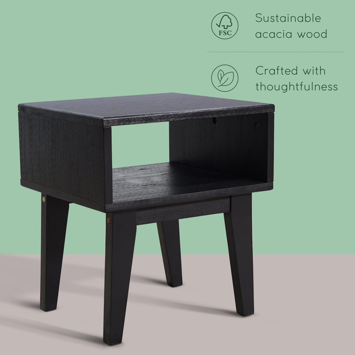 Acacia Serena Solid Wood Nightstand - Elegant and Durable Bedside Storage