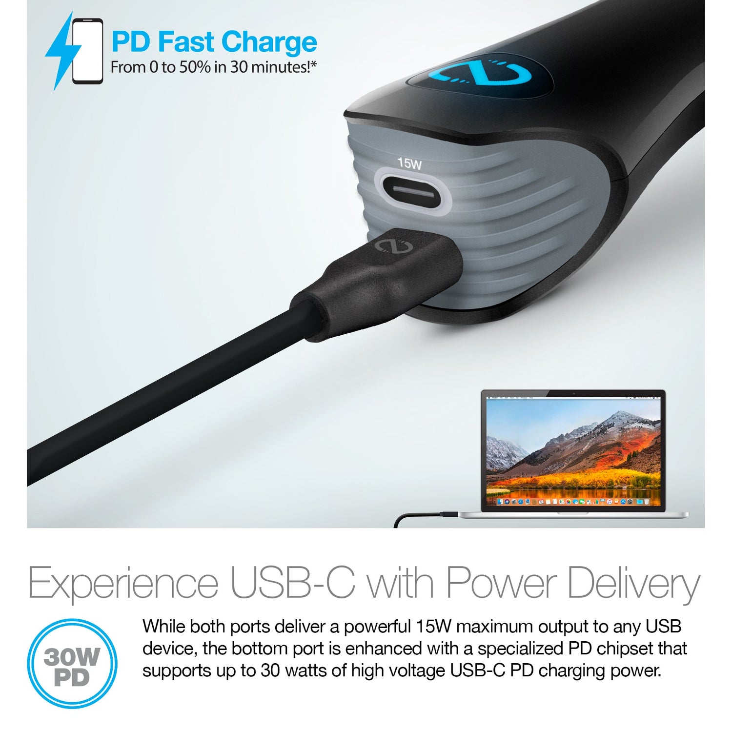 Naztech Turbo 30W USB-C PD + USB-C Car Charger Black (14390-HYP)