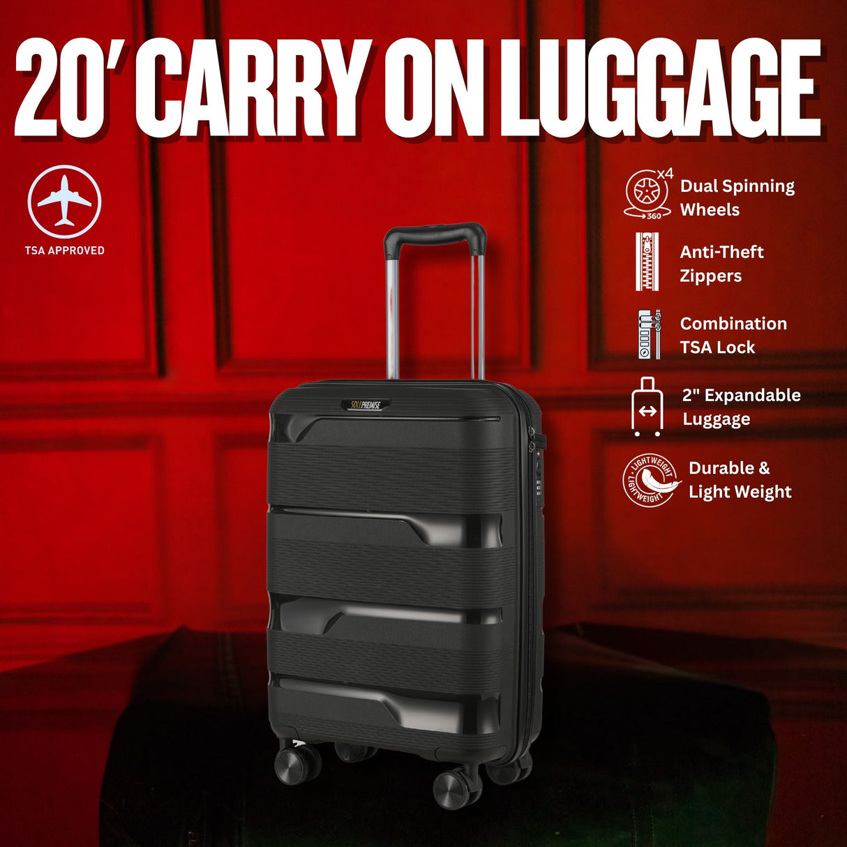 Black Hardcase Roller Luggage Set (28', 24' and 20')