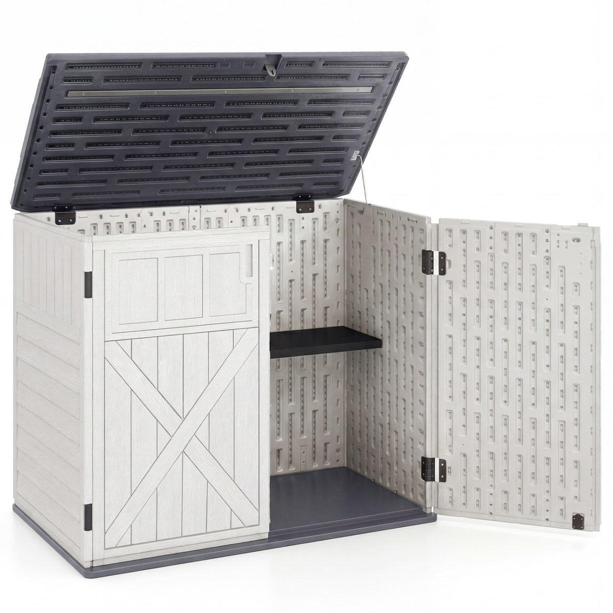 20 Cu.Ft Horizontal Resin Storage Shed with Adjustable Shelf