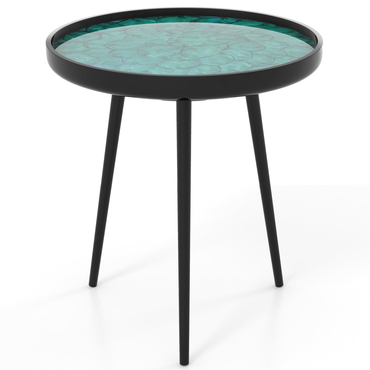 Mid-century Modern Coffee End Table with Sea Shell Decoration