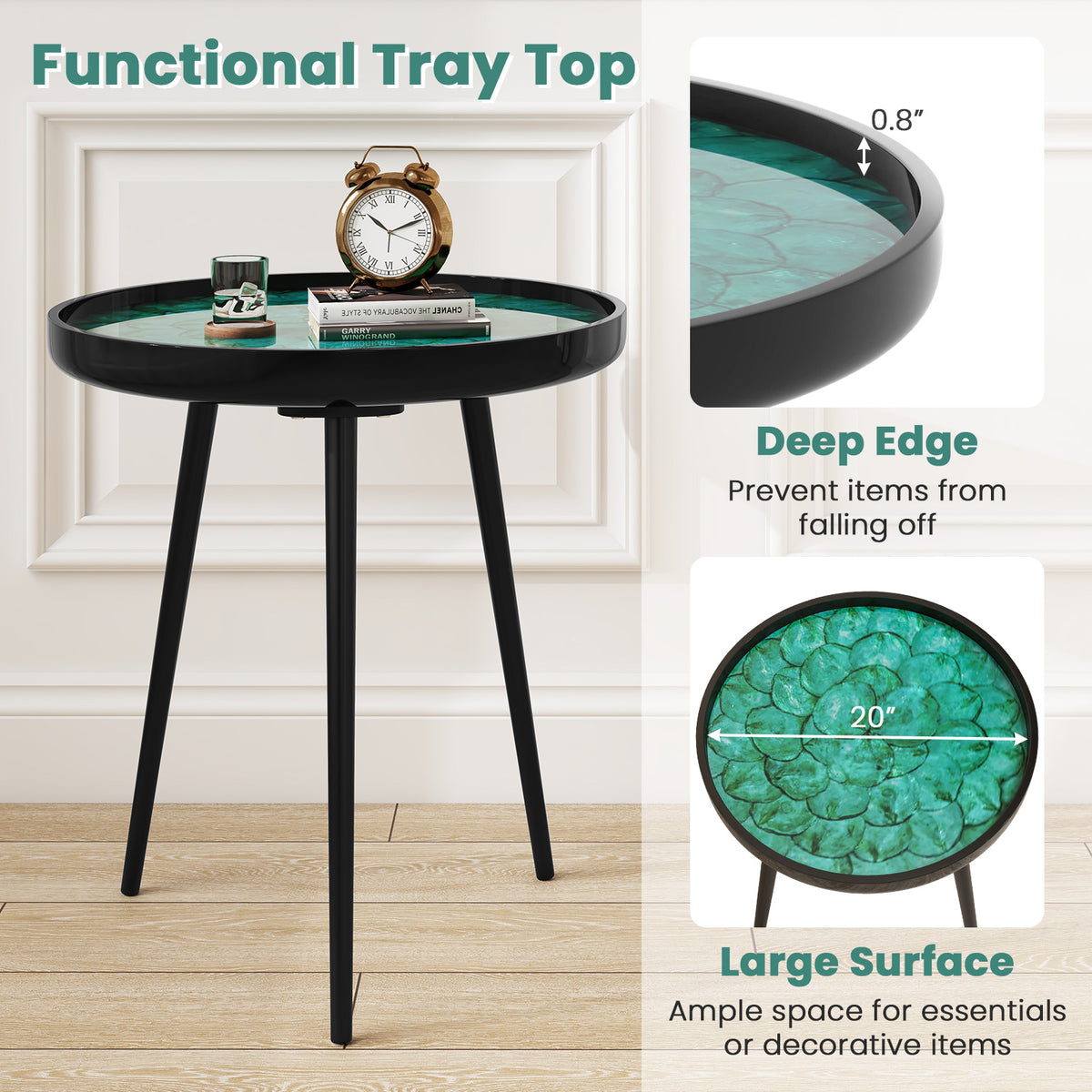 Mid-century Modern Coffee End Table with Sea Shell Decoration