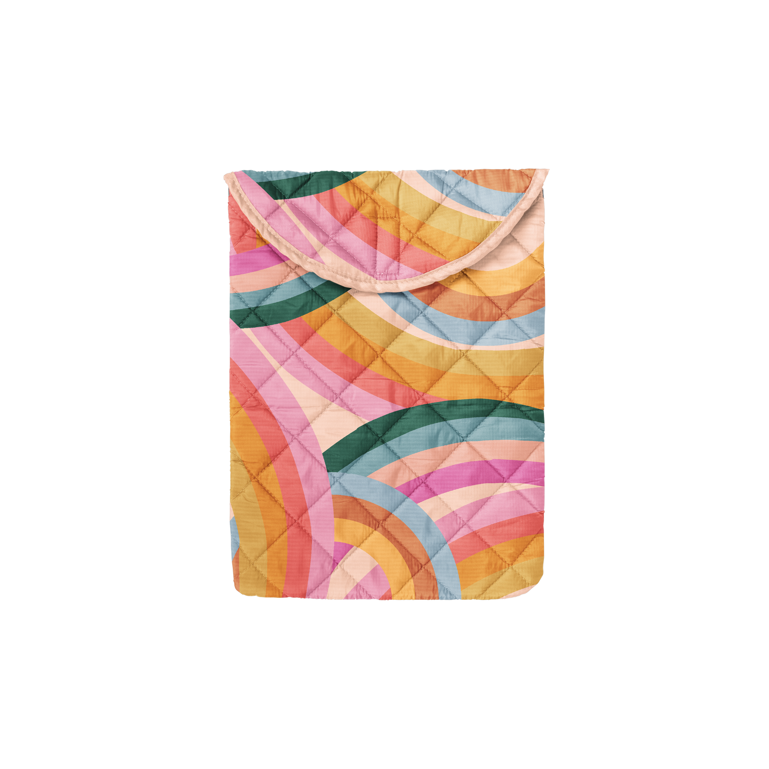 Rainbow Waves Puffy Foldover Laptop Sleeve