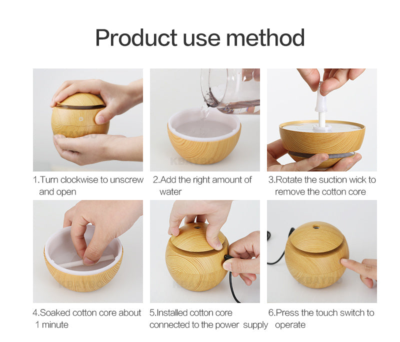 USB Ultrasonic Aroma Diffuser & Humidifier with 7-Color LED Light