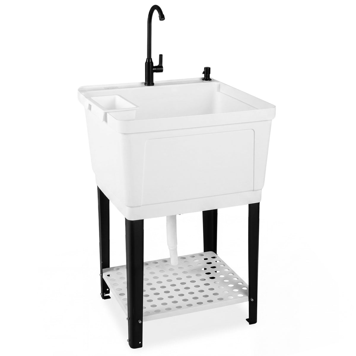 Utility Sink Laundry Tub with Rotating Faucet and Adjustable Legs