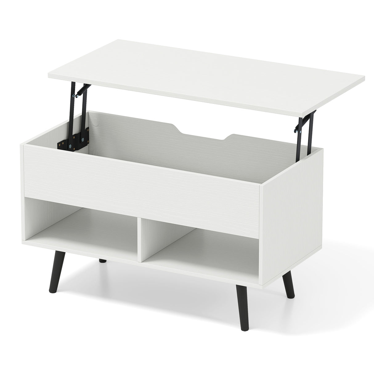 31.5 Inch Lift Top Coffee Table with Hidden Compartment and 2 Storage Shelves