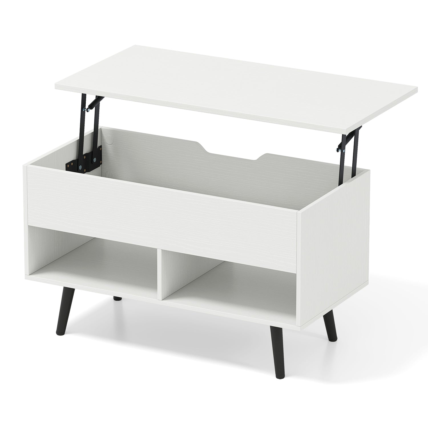 31.5 Inch Lift Top Coffee Table with Hidden Compartment and 2 Storage Shelves