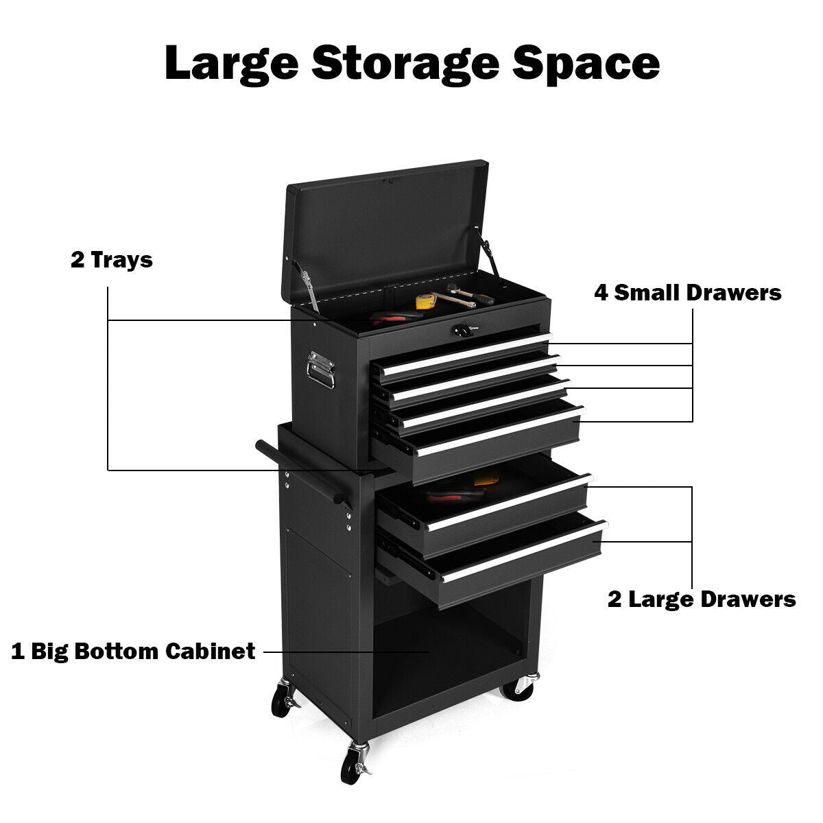 Rolling Cabinet Storage Chest Box Garage Toolbox Organizer