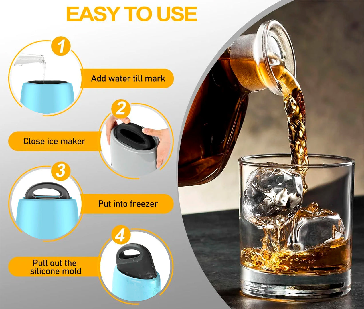 Crystal Clear Round Ice Maker - 2 2.5" Clear Ice Cubes