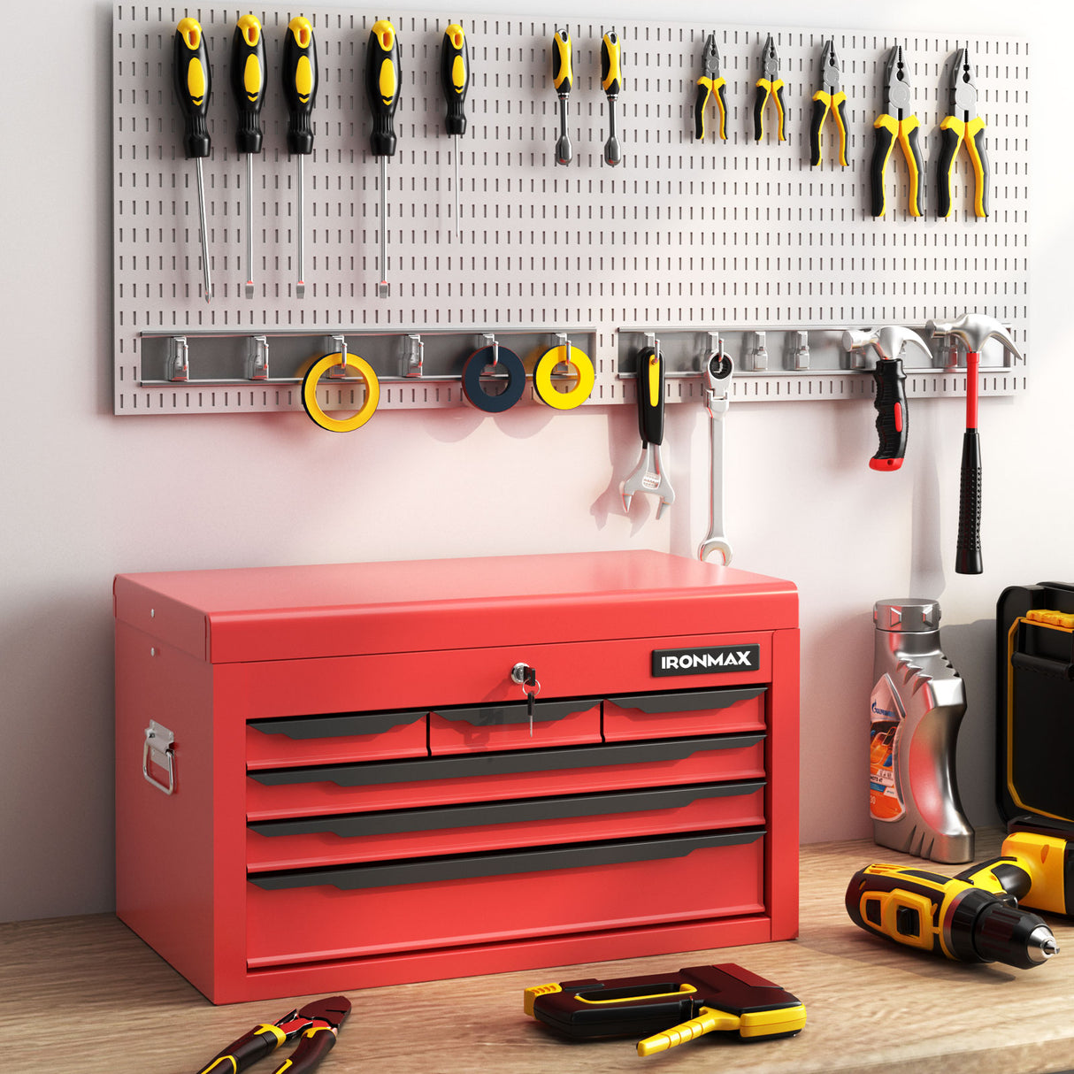 24 Inch Tool Chest Case with 6 Drawers and Top Storage for Garage Repair Shop & Warehouse