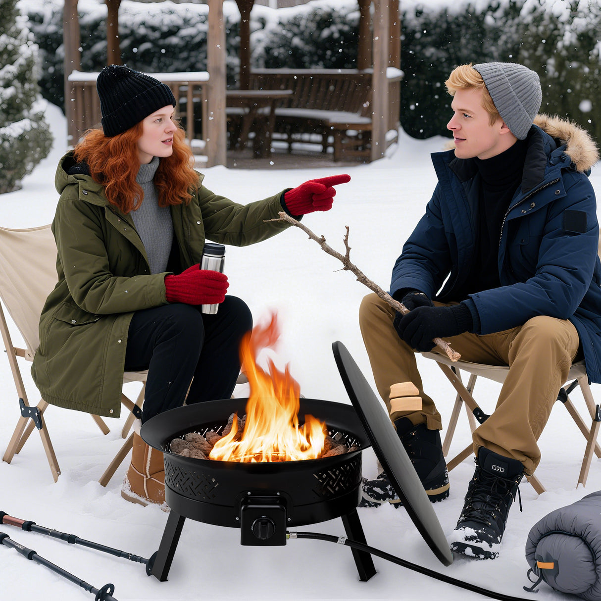 24.5 Inch Portable Propane Fire Pit with Carry Strap and Folding Legs