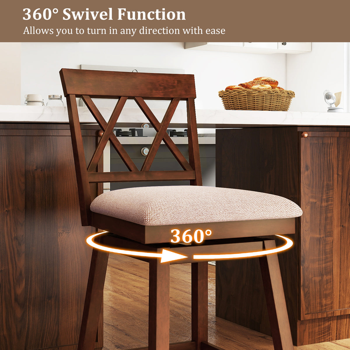 Counter Height Barstools with Backrest and Upholstered Seat Cushion for Kitchen Dining Room-24/Room-29 Inch
