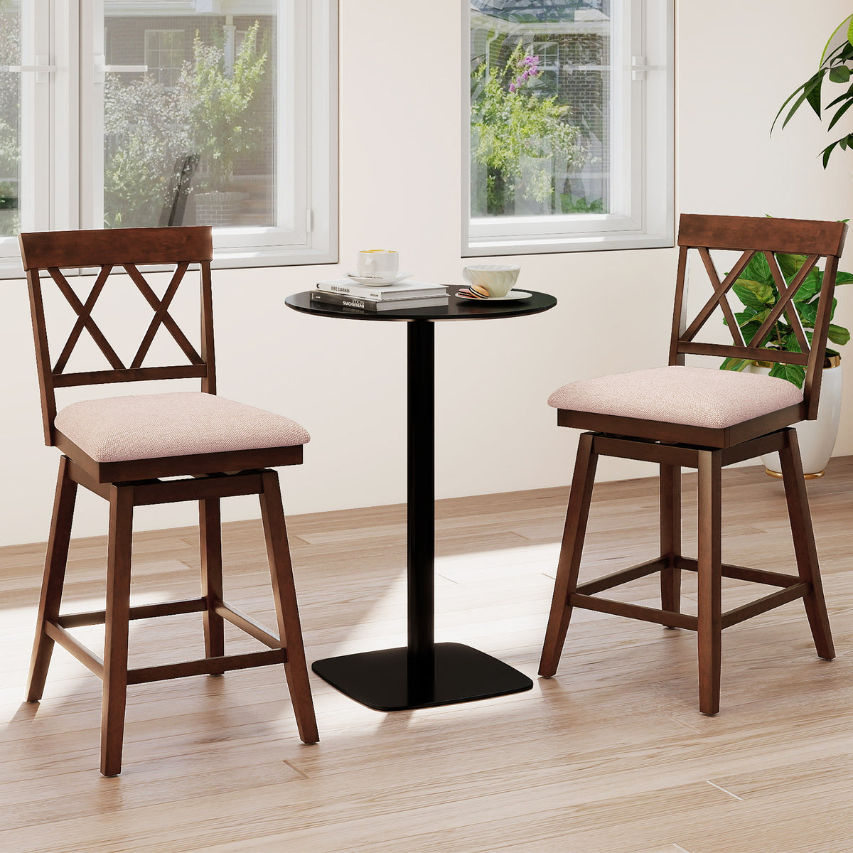 Counter Height Barstools with Backrest and Upholstered Seat Cushion for Kitchen Dining Room-24/Room-29 Inch