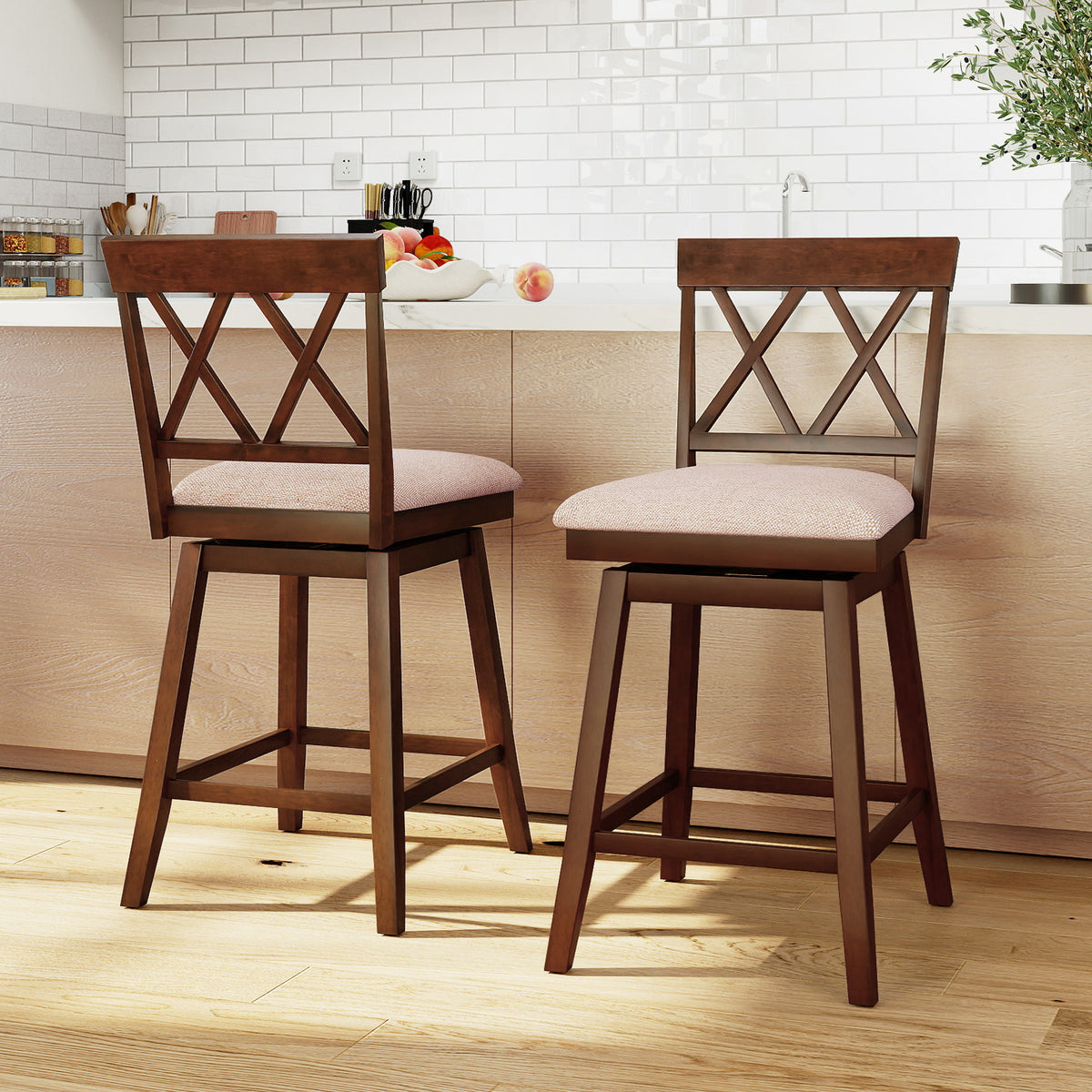 Counter Height Barstools with Backrest and Upholstered Seat Cushion for Kitchen Dining Room-24/Room-29 Inch