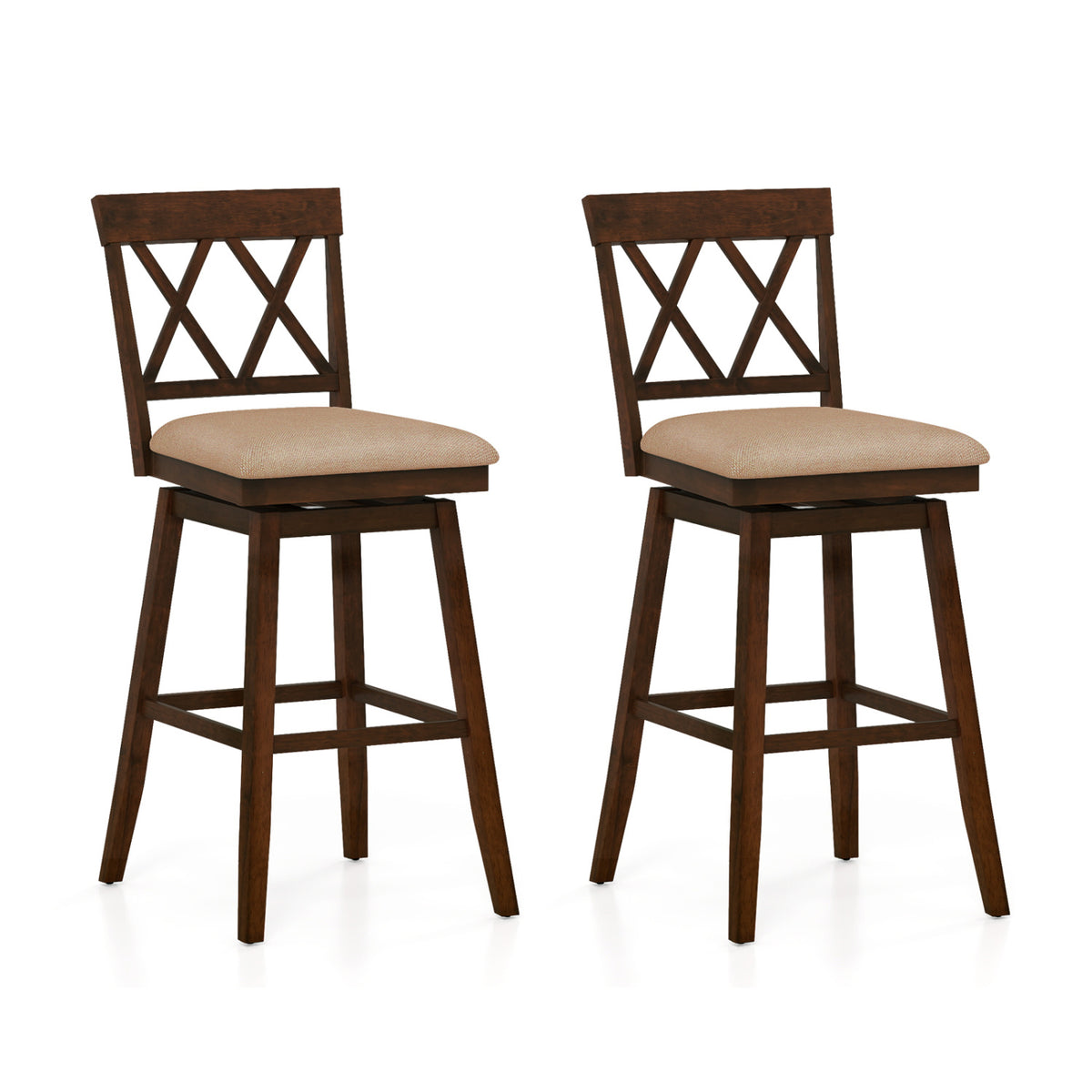 Counter Height Barstools Set of 2 with Backrest and Seat Cushion-29/Cushion-24 inches/Inches