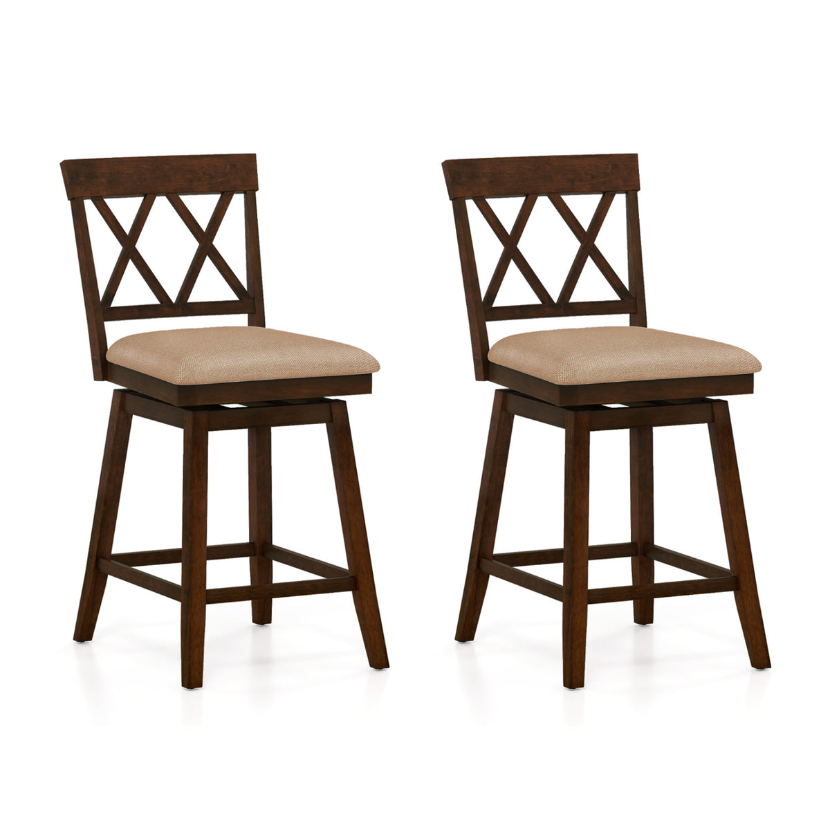 Counter Height Barstools Set of 2 with Backrest and Seat Cushion-29/Cushion-24 inches/Inches