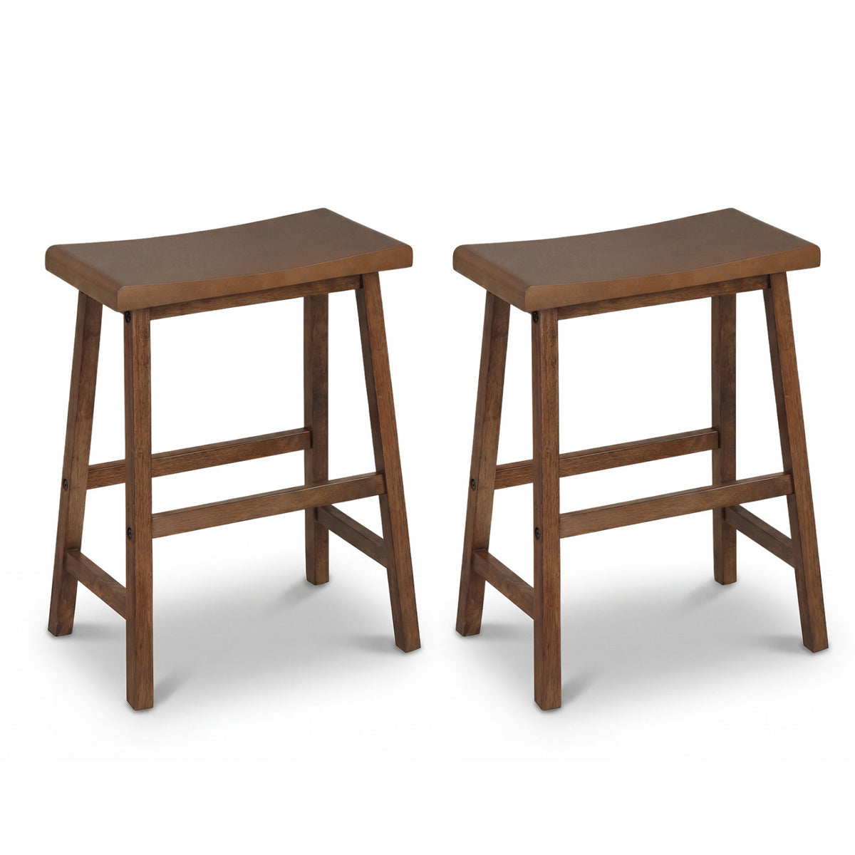 Counter Height Stools Solid Wood Saddle Bar Stools Set of 2