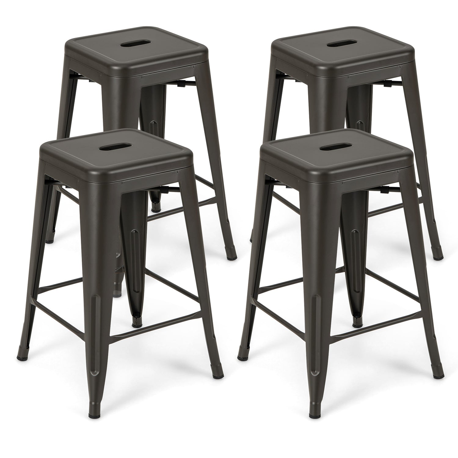 24 Inch Set of 4 Tolix Style Counter Height Barstool Stackable Chair