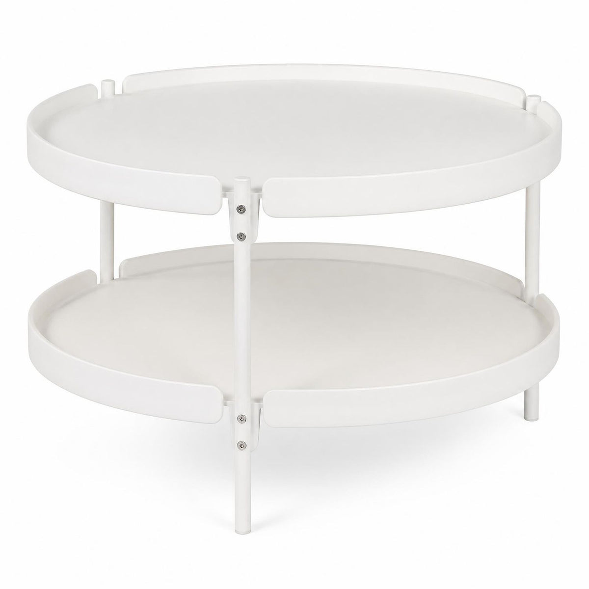 24" Round Coffee Table Plastic Side Table with Metal Legs
