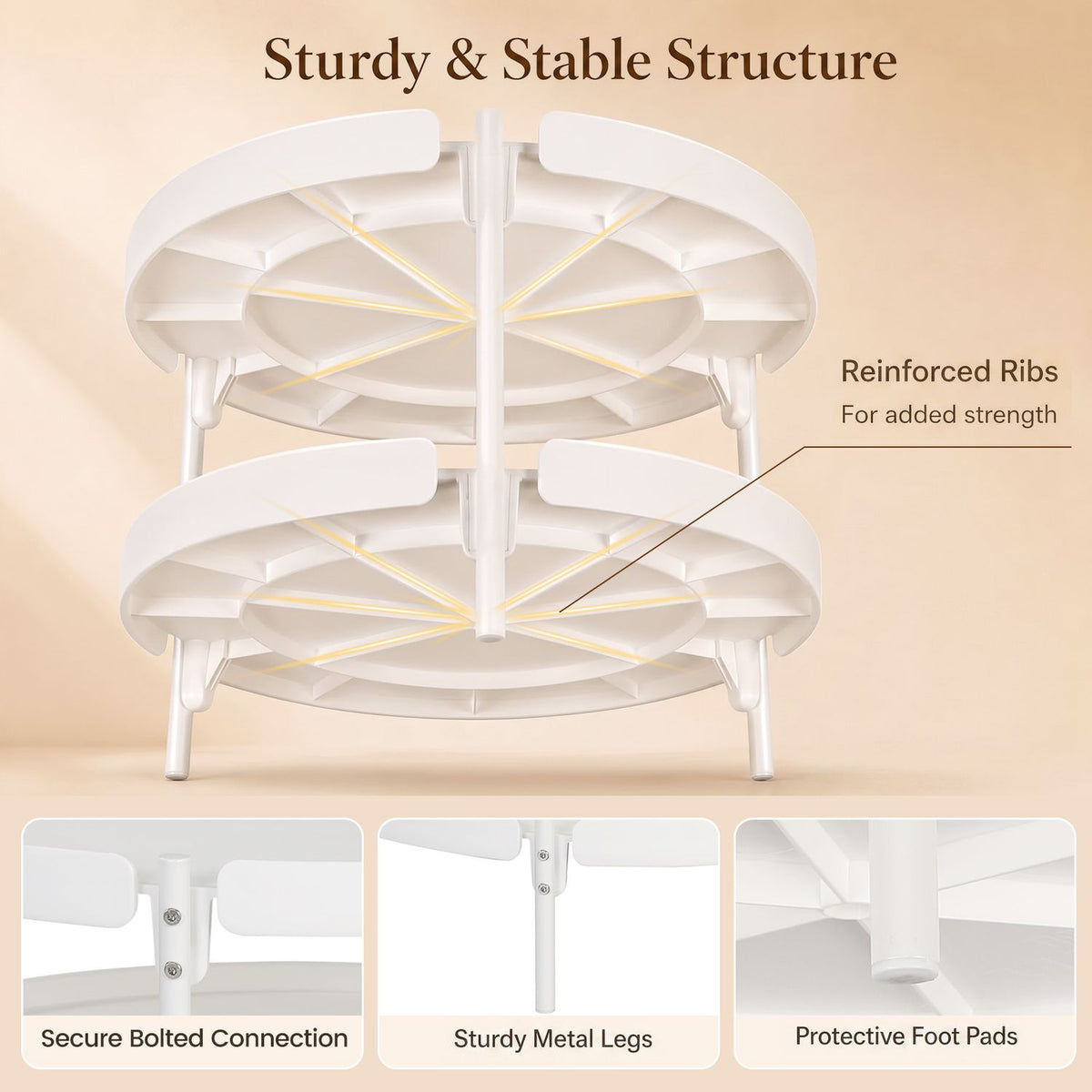 24" Round Coffee Table Plastic Side Table with Metal Legs
