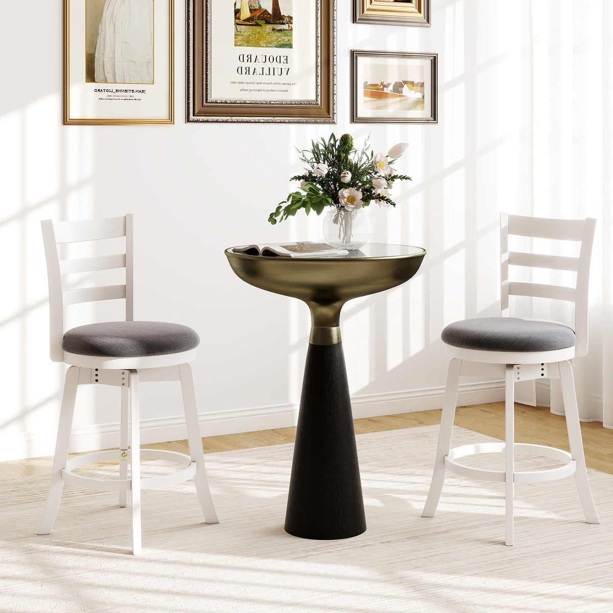 25"/30.5" Swivel Barstools Set of 2 360° Rotating Bar/Counter Height Chairs with Upholstered Seat-30.5/Seat-25 Inch