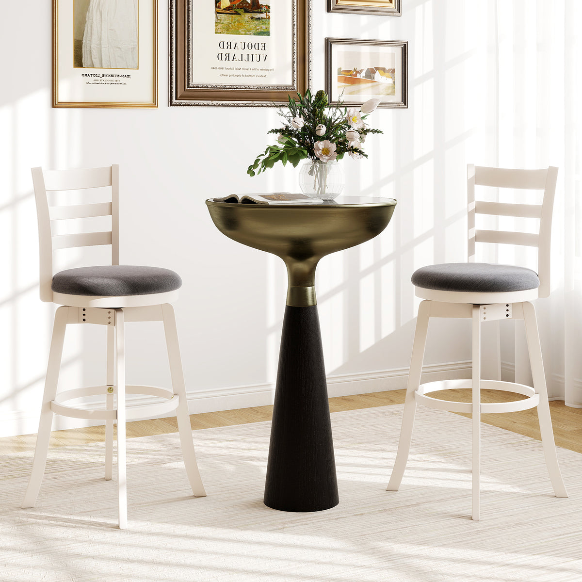 25"/30.5" Swivel Barstools Set of 2 360° Rotating Bar/Counter Height Chairs with Upholstered Seat-30.5/Seat-25 Inch