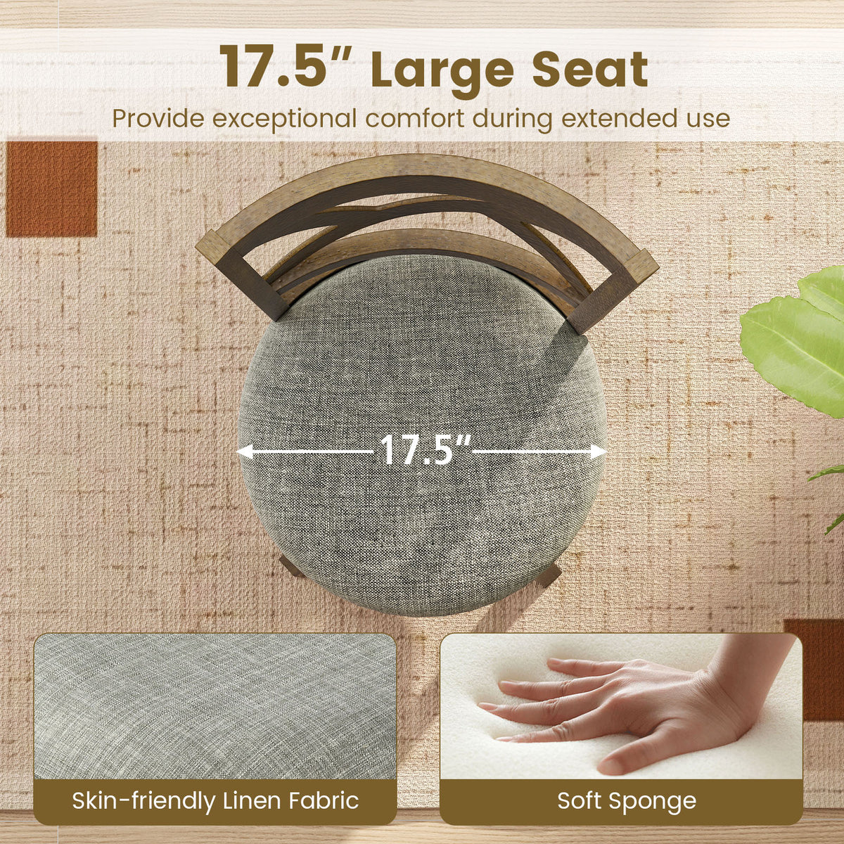 Swivel Bar Stools Set of 2 with Backrests and Wood Frame-25/Frame-30 inches