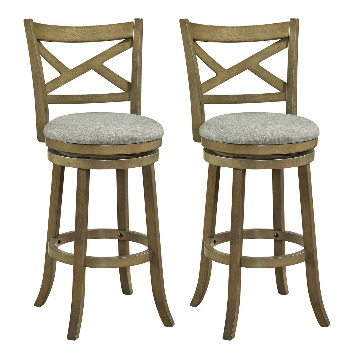 Swivel Bar Stools Set of 2 with Backrests and Wood Frame-25/Frame-30 inches