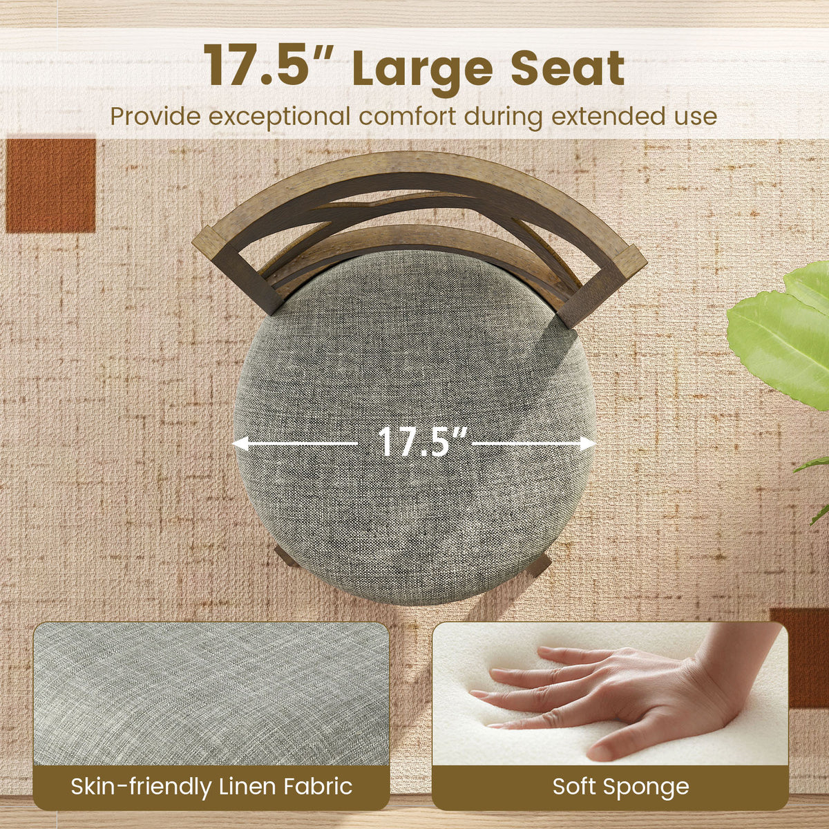 Swivel Bar Stools Set of 2 with Backrests and Wood Frame-25/Frame-30 inches