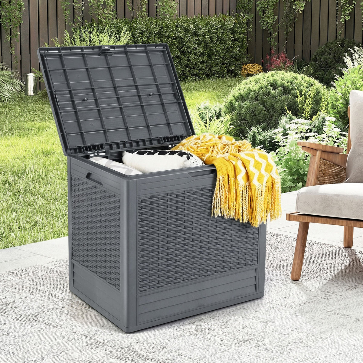 Outdoor Storage Box with Rattan Patterns
