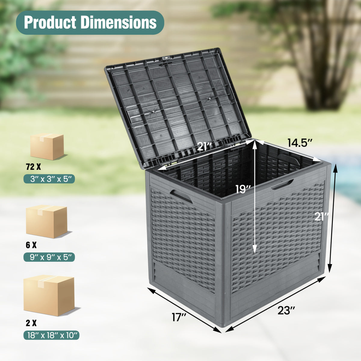 Outdoor Storage Box with Rattan Patterns