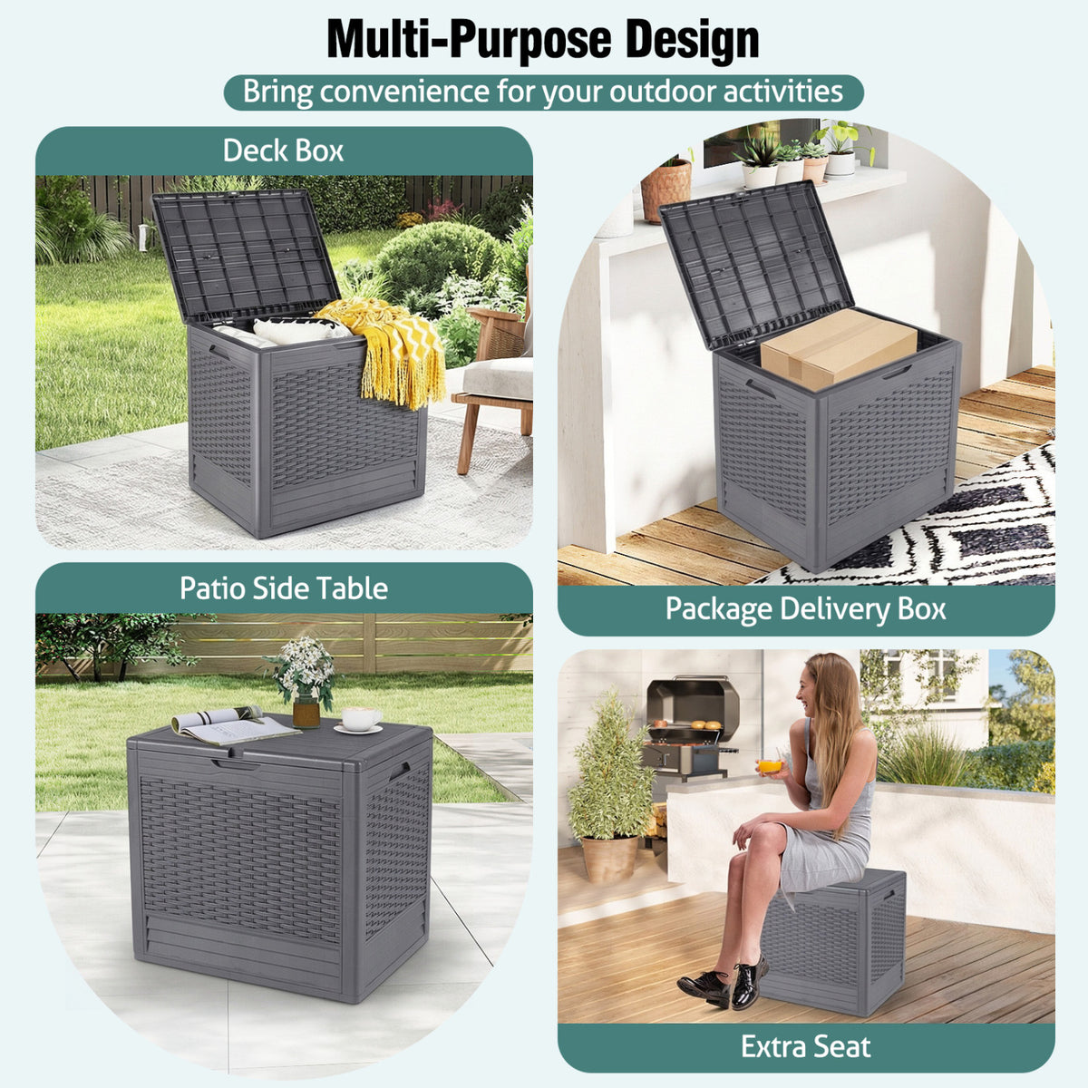 Outdoor Storage Box with Rattan Patterns