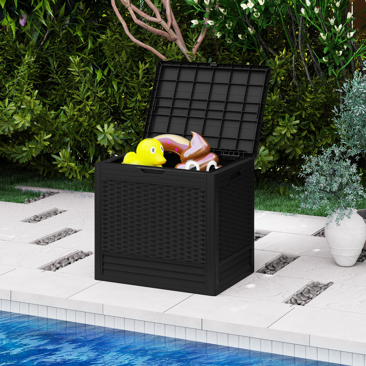 Outdoor Storage Box with Rattan Patterns