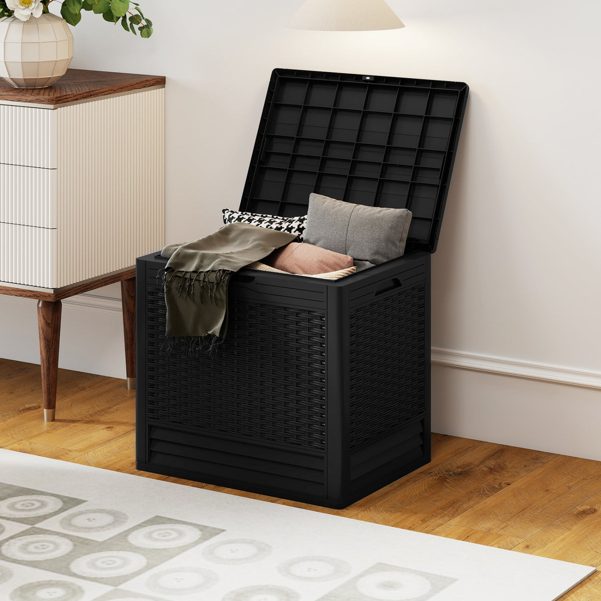 Outdoor Storage Box with Rattan Patterns