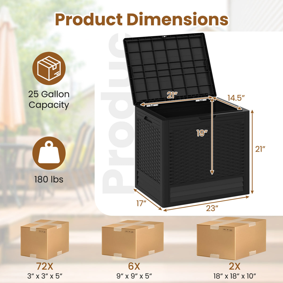 Outdoor Storage Box with Rattan Patterns