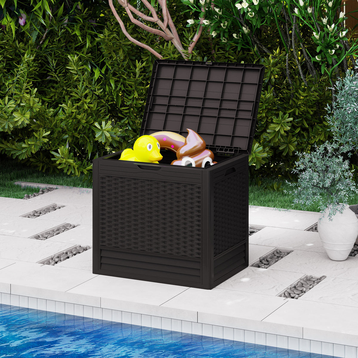 Outdoor Storage Box with Rattan Patterns