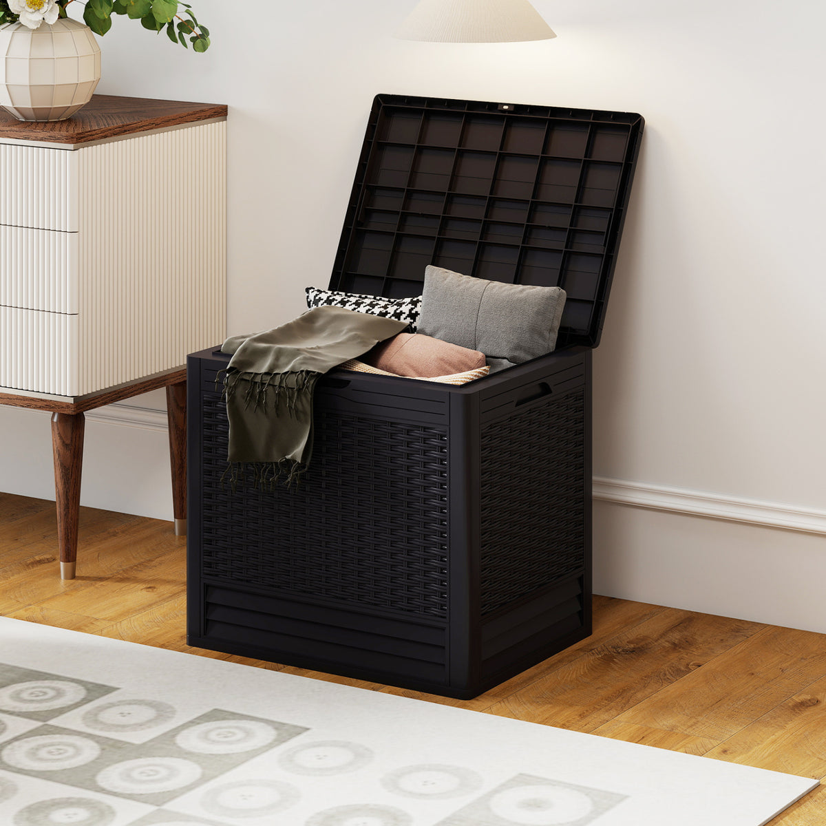 Outdoor Storage Box with Rattan Patterns