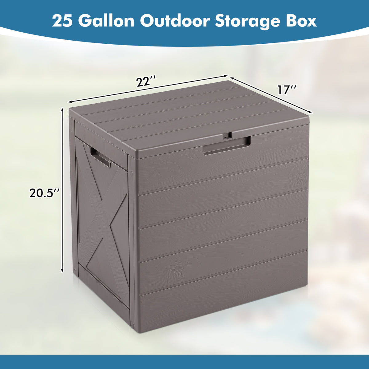 Storage Bin with Lid Carry Handles and Lock Hole for Patio Furniture Accessories