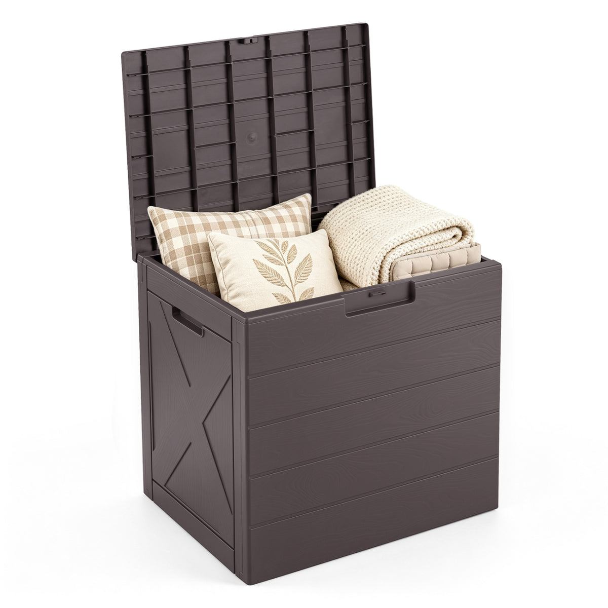Storage Bin with Lid Carry Handles and Lock Hole for Patio Furniture Accessories