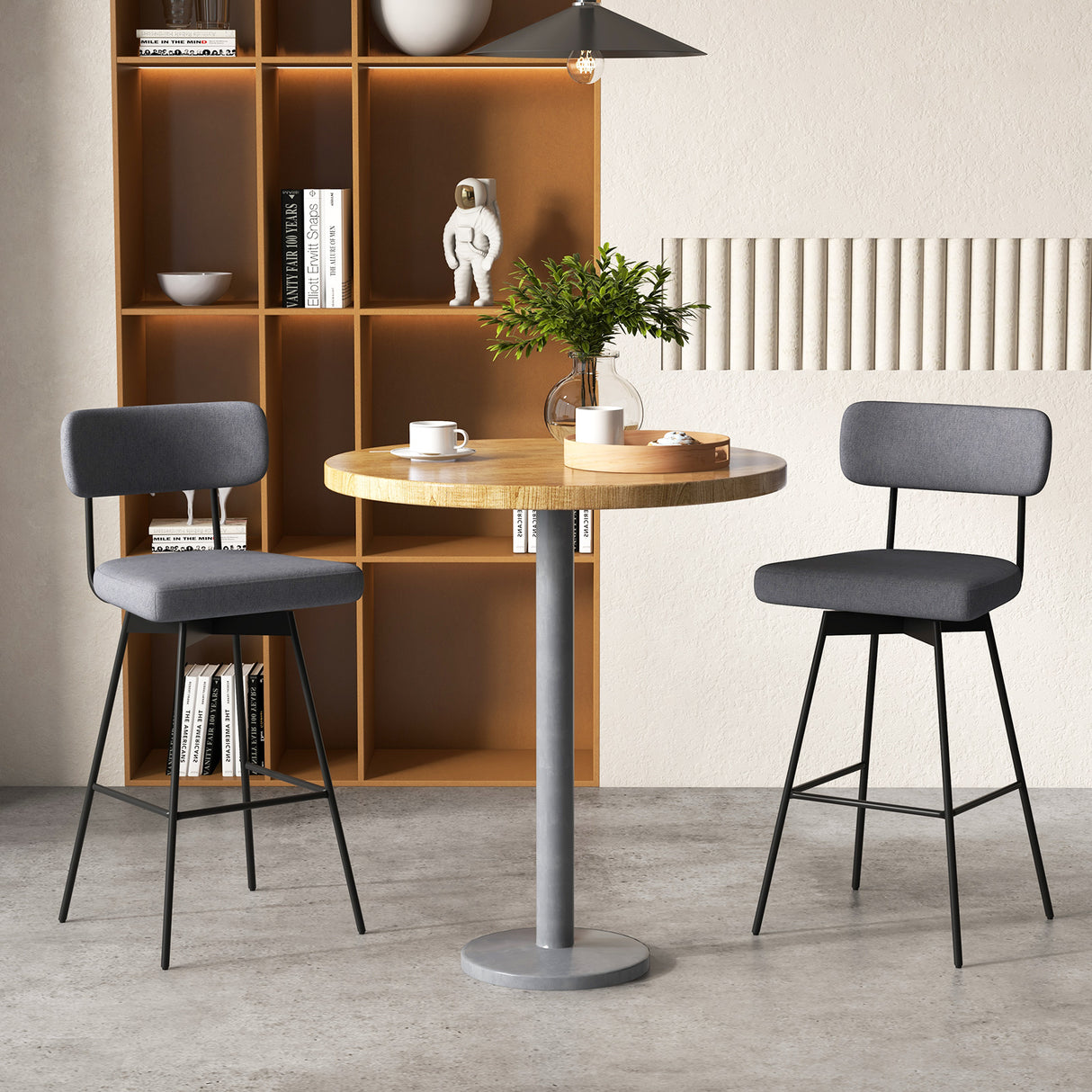 29 Inch Counter Height Upholstered Swivel Bar Stool Set of 2