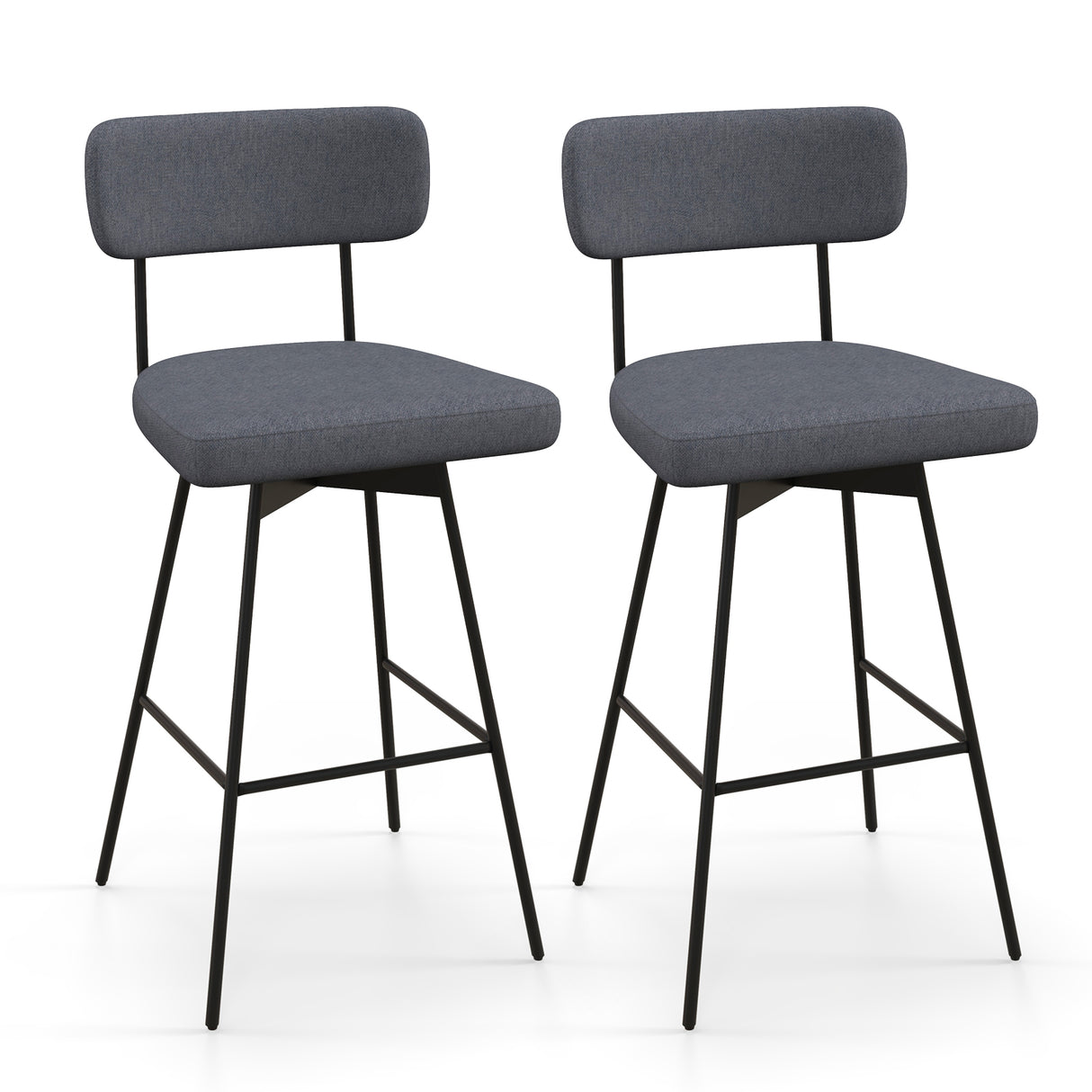 29 Inch Counter Height Upholstered Swivel Bar Stool Set of 2
