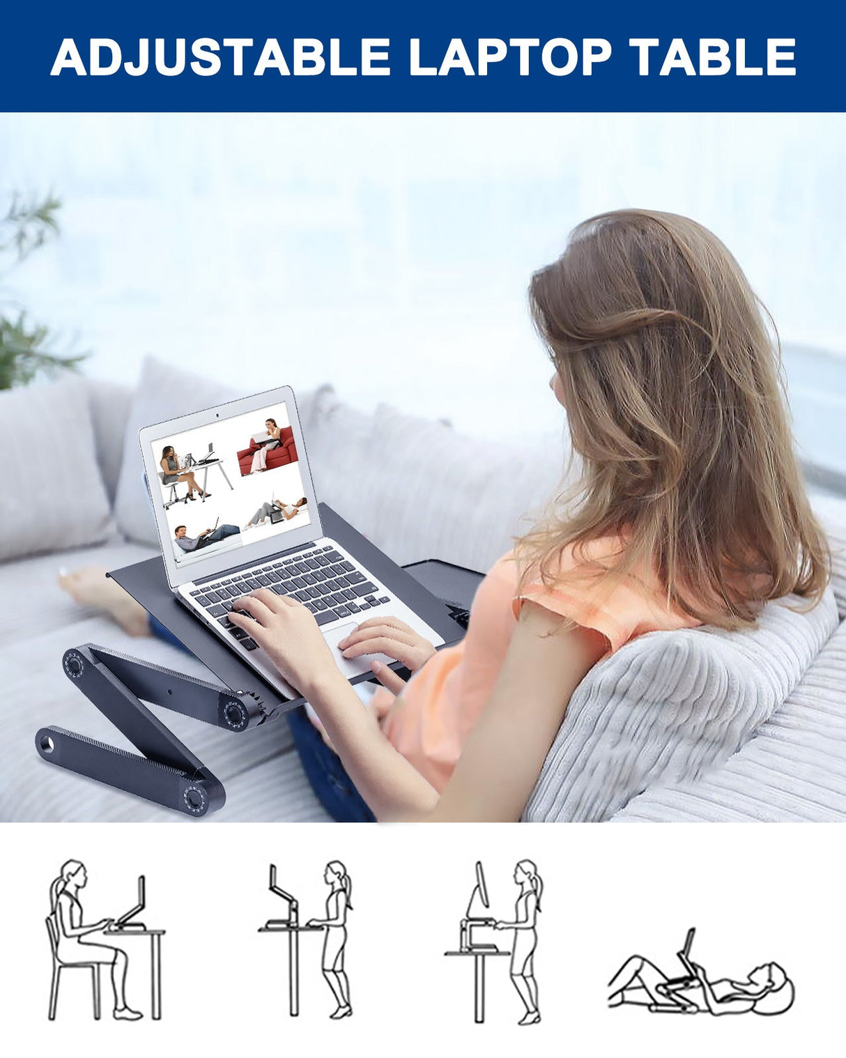 RAINBEAN Adjustable Laptop Stand with Cooling Fans and Mouse Pad
